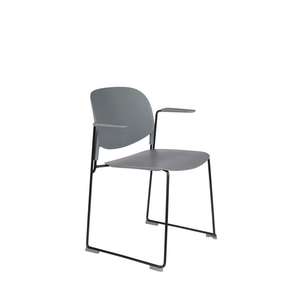 4 fauteuils de table en plastique gris
