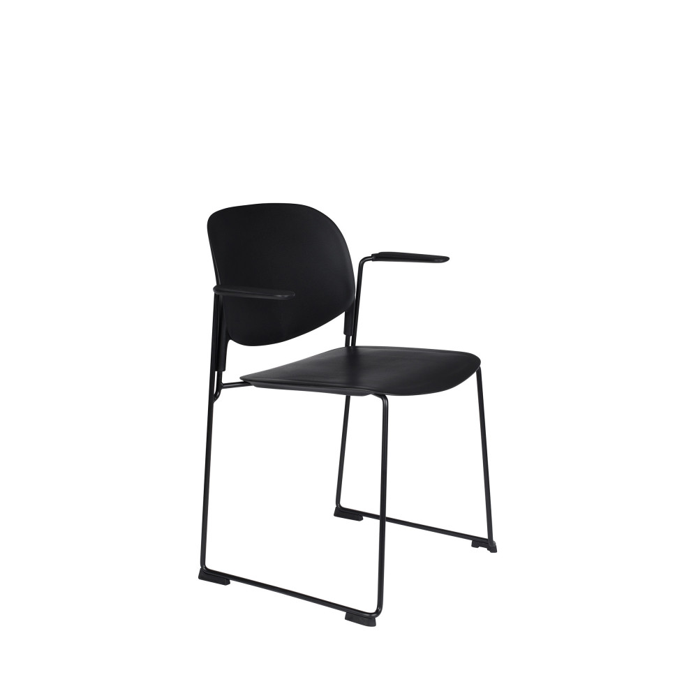 4 fauteuils de table en plastique noir