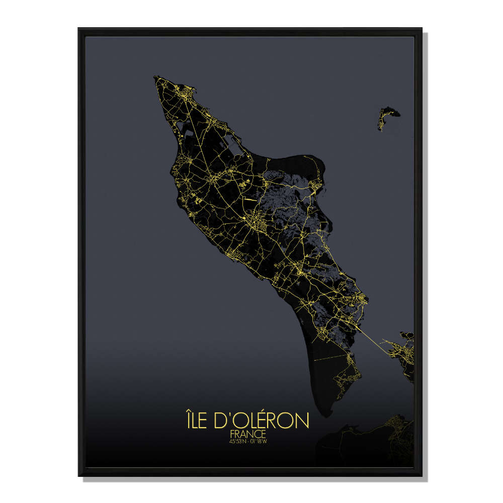 OLERON - Carte City Map Nuit 40x50cm