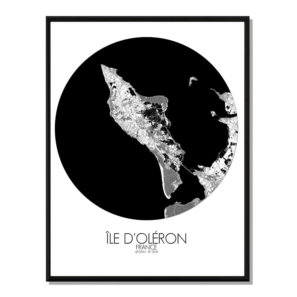 OLERON - Carte City Map Rond 40x50cm OLERON - Carte City Map Rond 40x50cm
