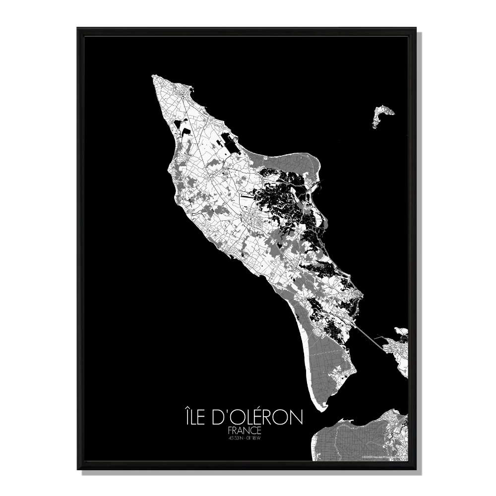 OLERON - Carte City Map N&B 40x50cm OLERON - Carte City Map N&B 40x50cm