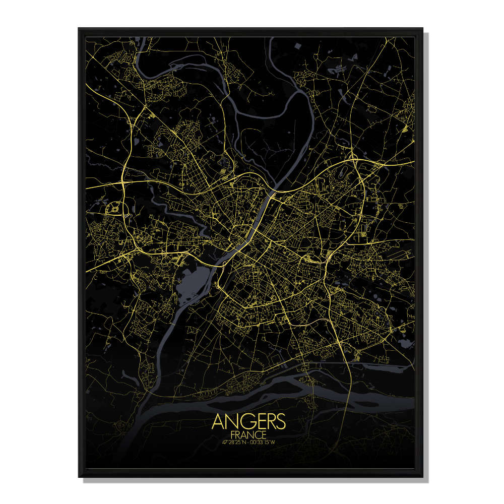 ANGERS - Carte City Map Nuit 40x50cm