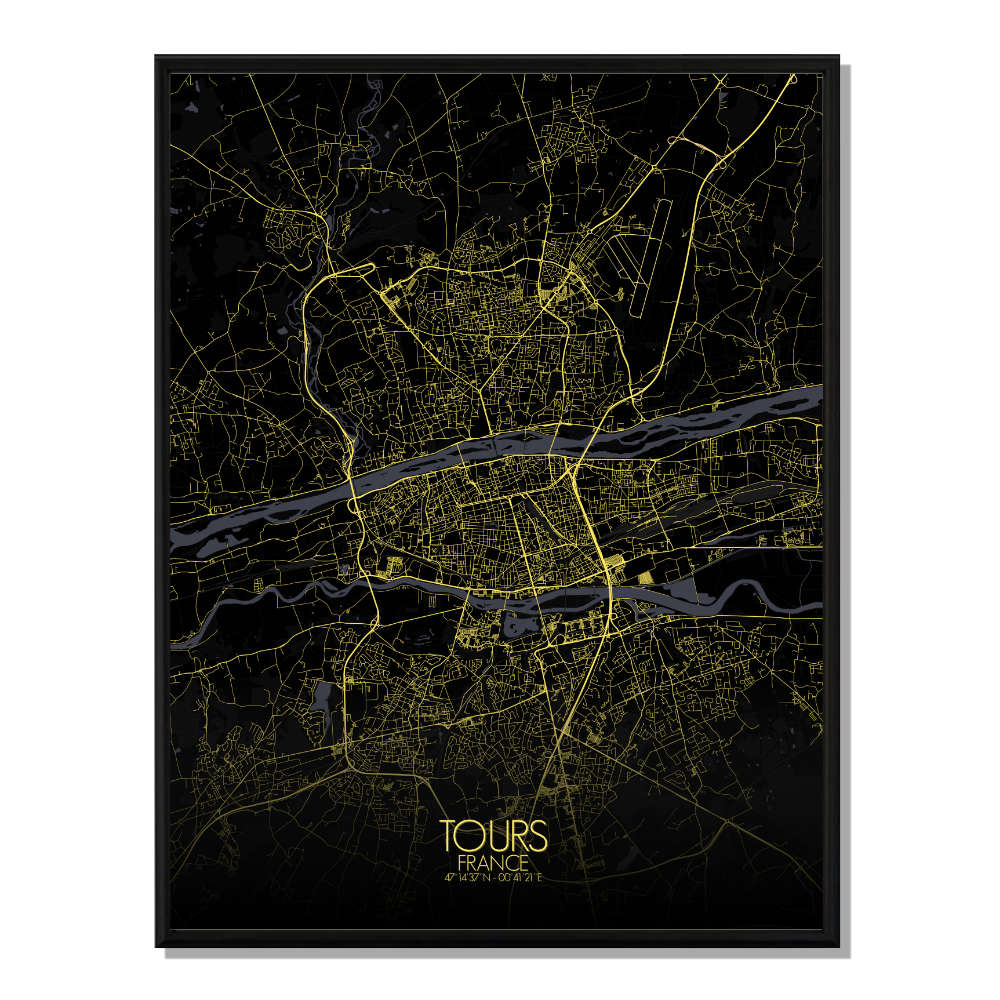 TOURS - Carte City Map Nuit 40x50cm