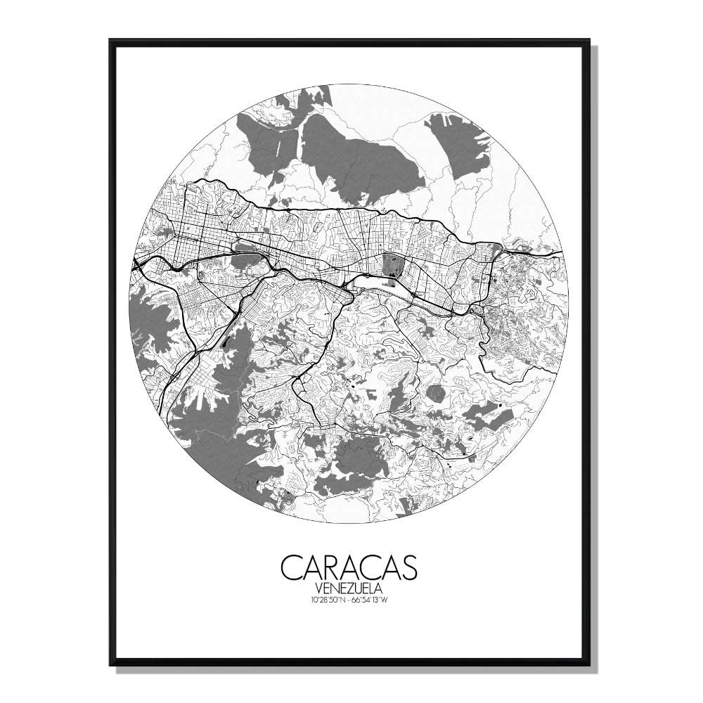 CARACAS - Carte City Map Rond 40x50cm