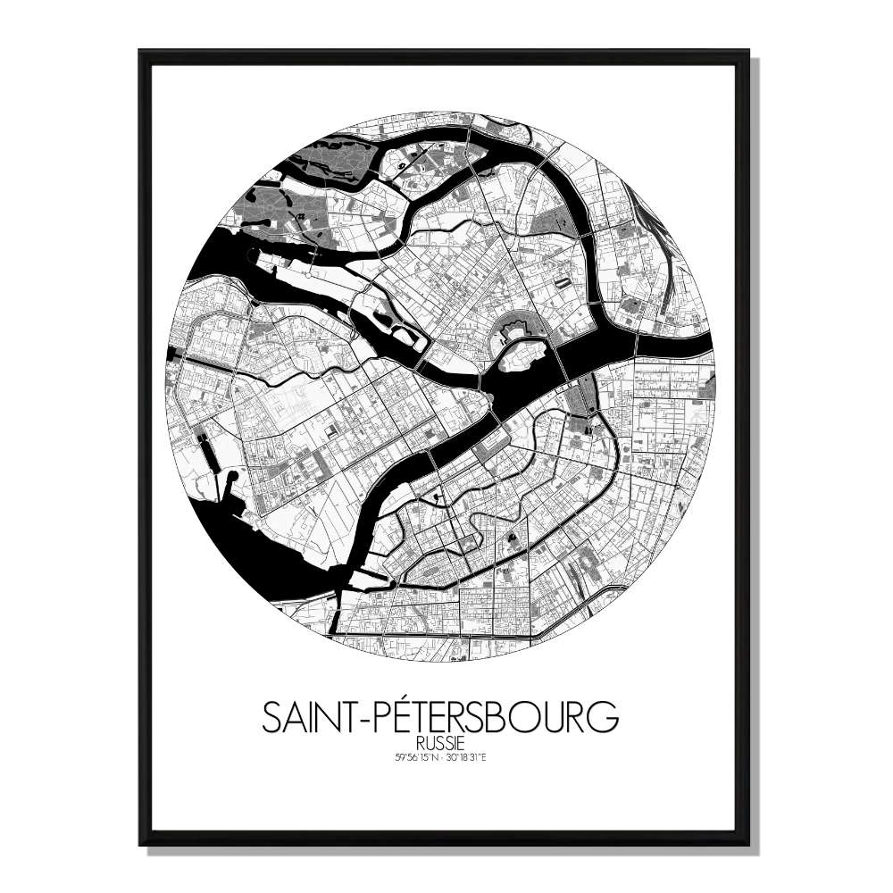 ST PETERSBOURG - Carte City Map Rond ST PETERSBOURG - Carte City Map Rond