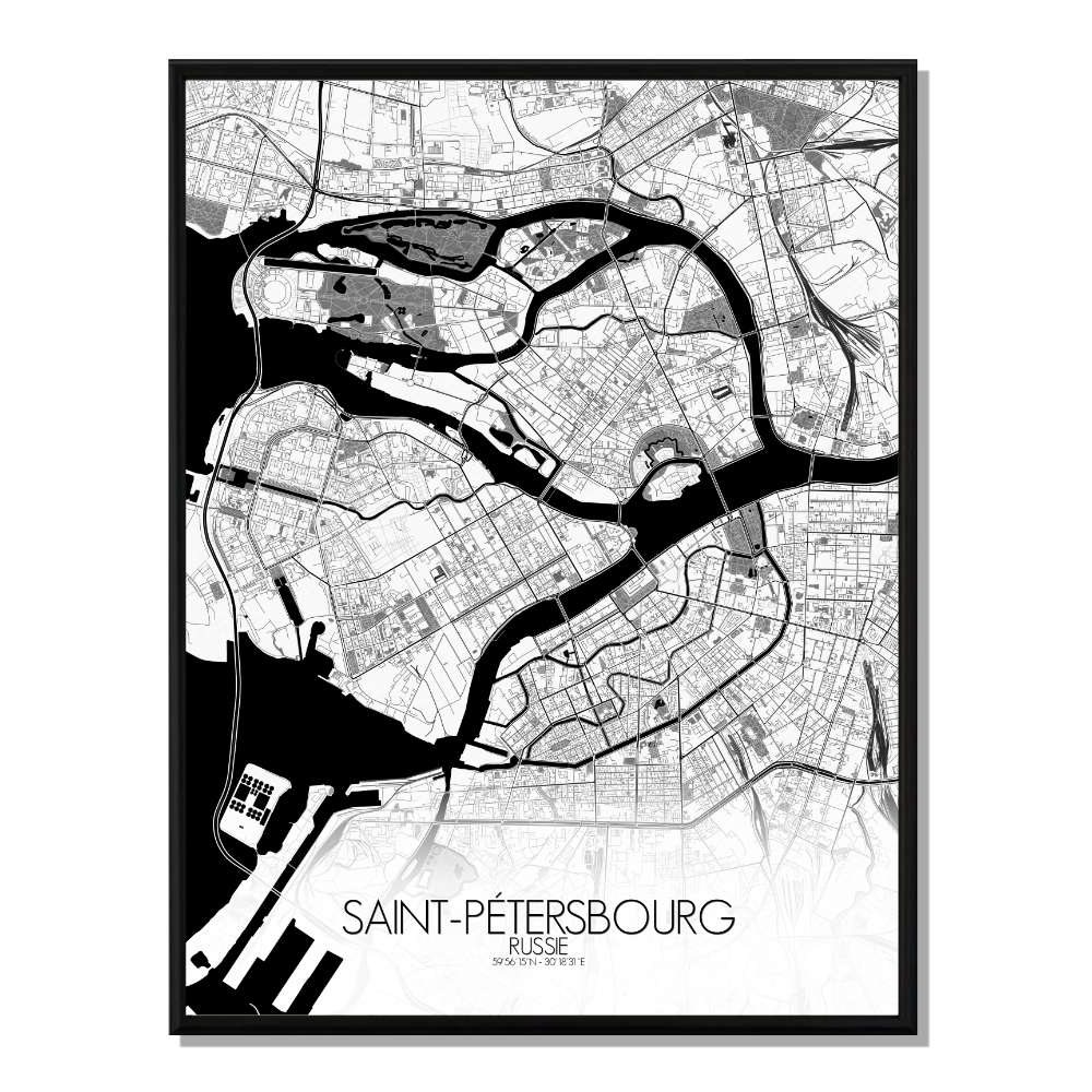 ST PETERSBOURG - Carte City Map N&B ST PETERSBOURG - Carte City Map N&B