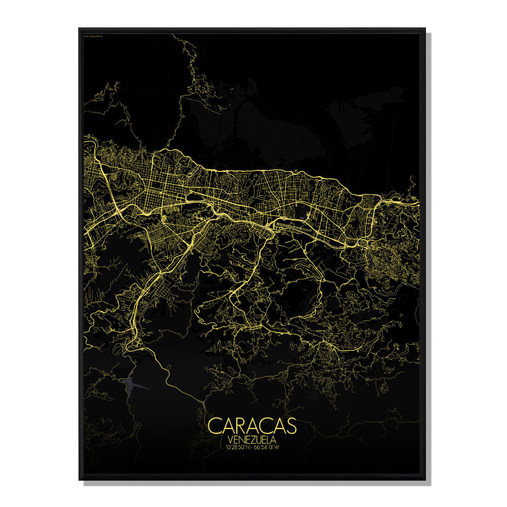 CARACAS - Carte City Map Nuit 40x50cm