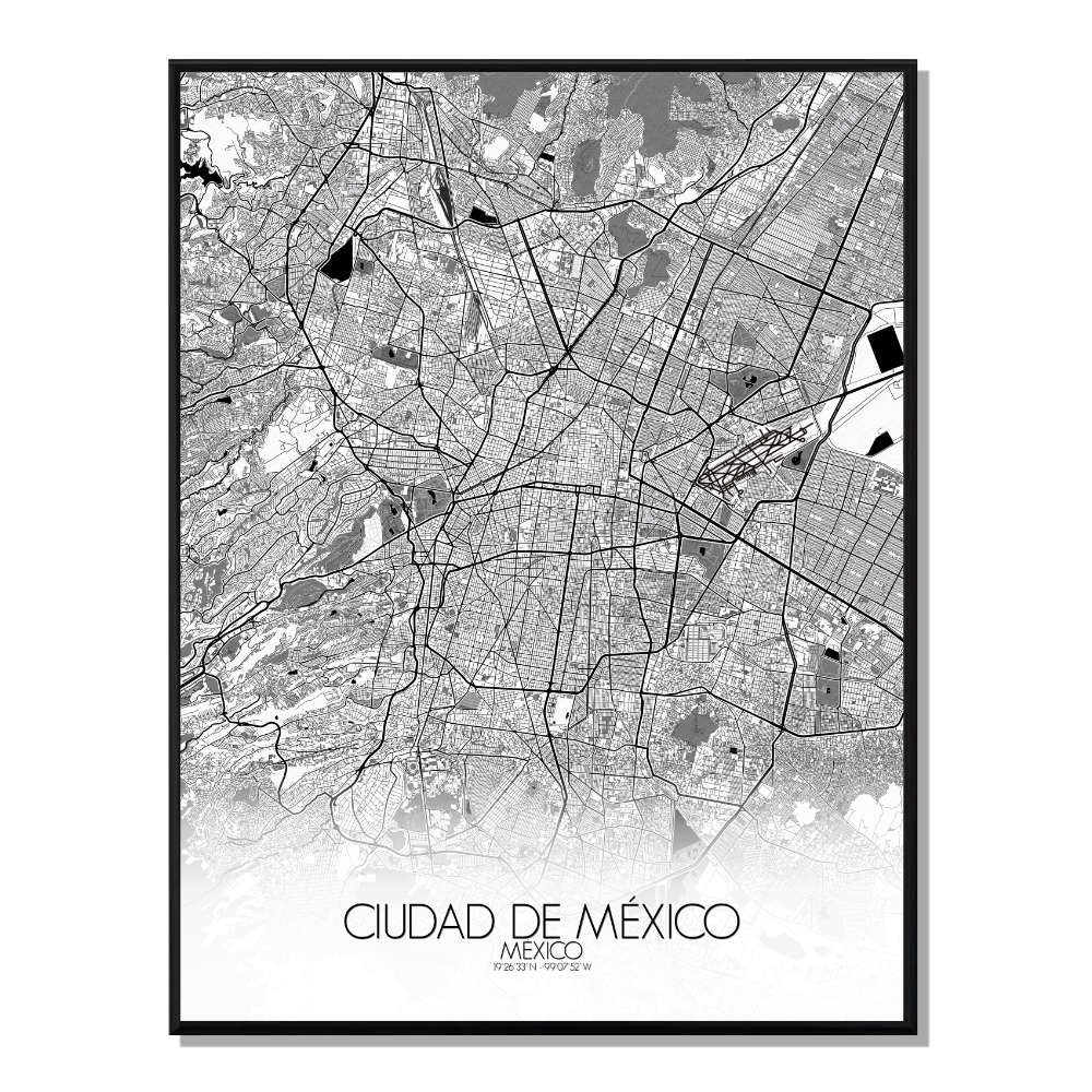 MEXICO - Carte City Map N&B 40x50cm