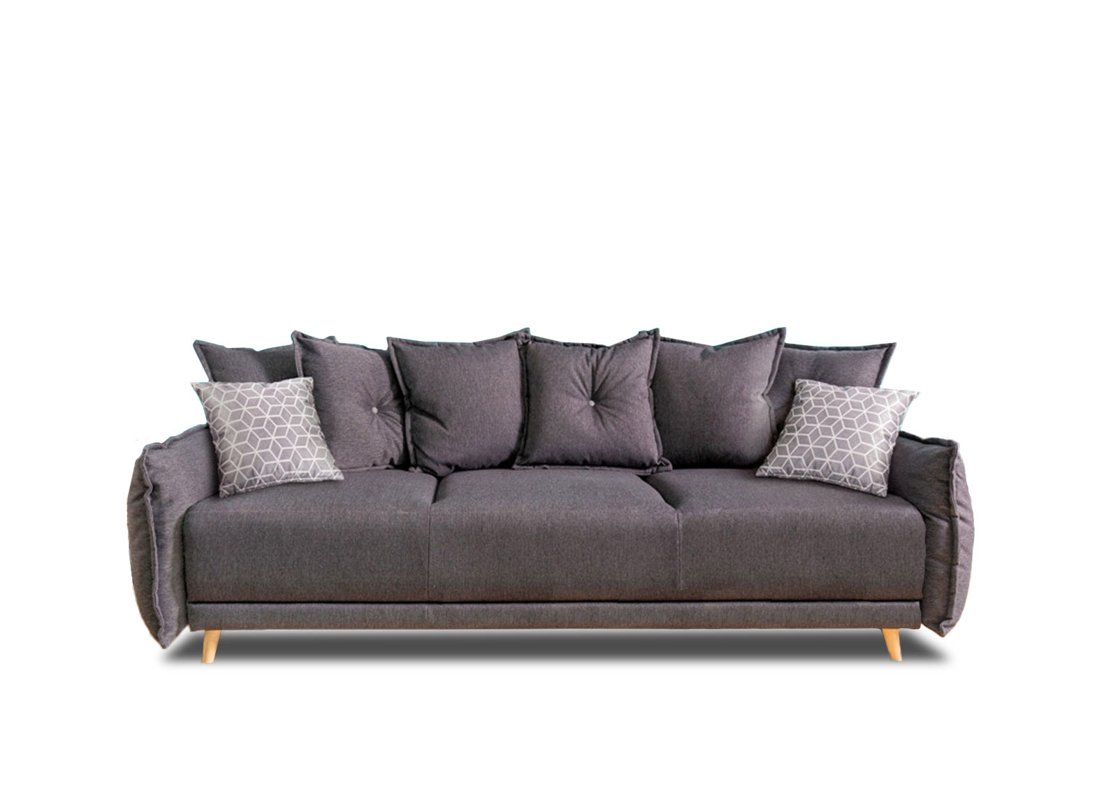 Canapé droit convertible 3 places Tissu Gris foncé
