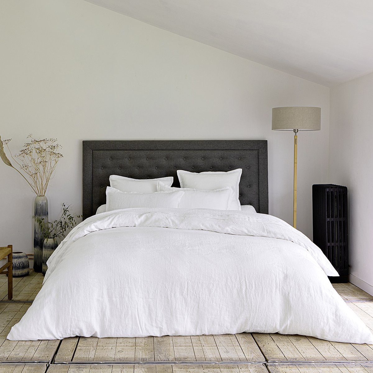 Housse de couette lin 200x200 cm blanc