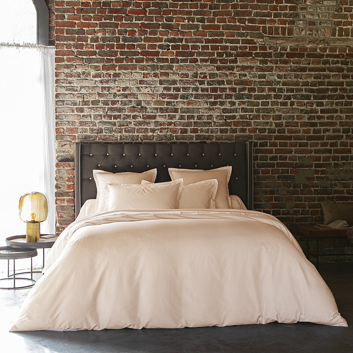 Housse de couette coton poudre 200x200 cm