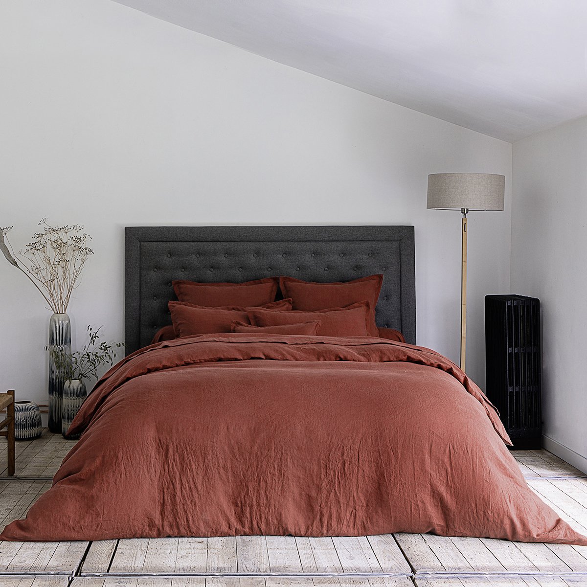 Housse de couette lin 200x200 cm terracotta