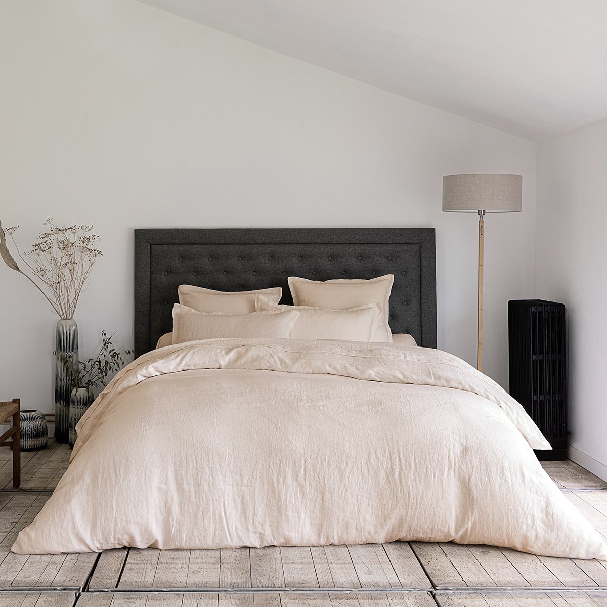 Housse de couette lin 200x200 cm nude