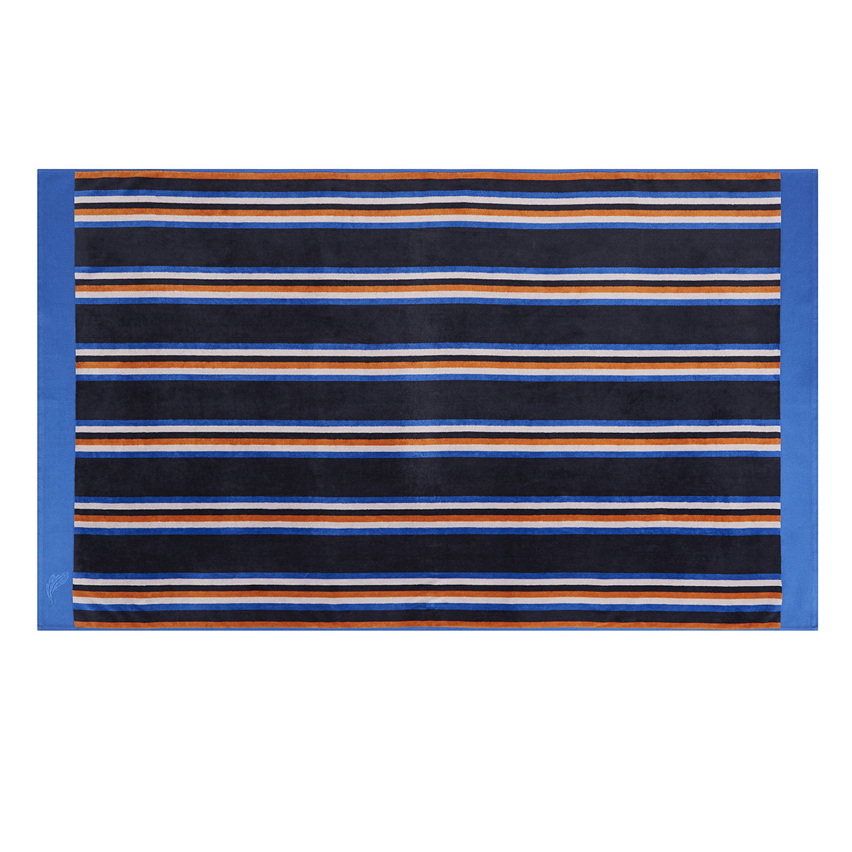 Drap de plage coton 100x180 cm bleu foncé rayé