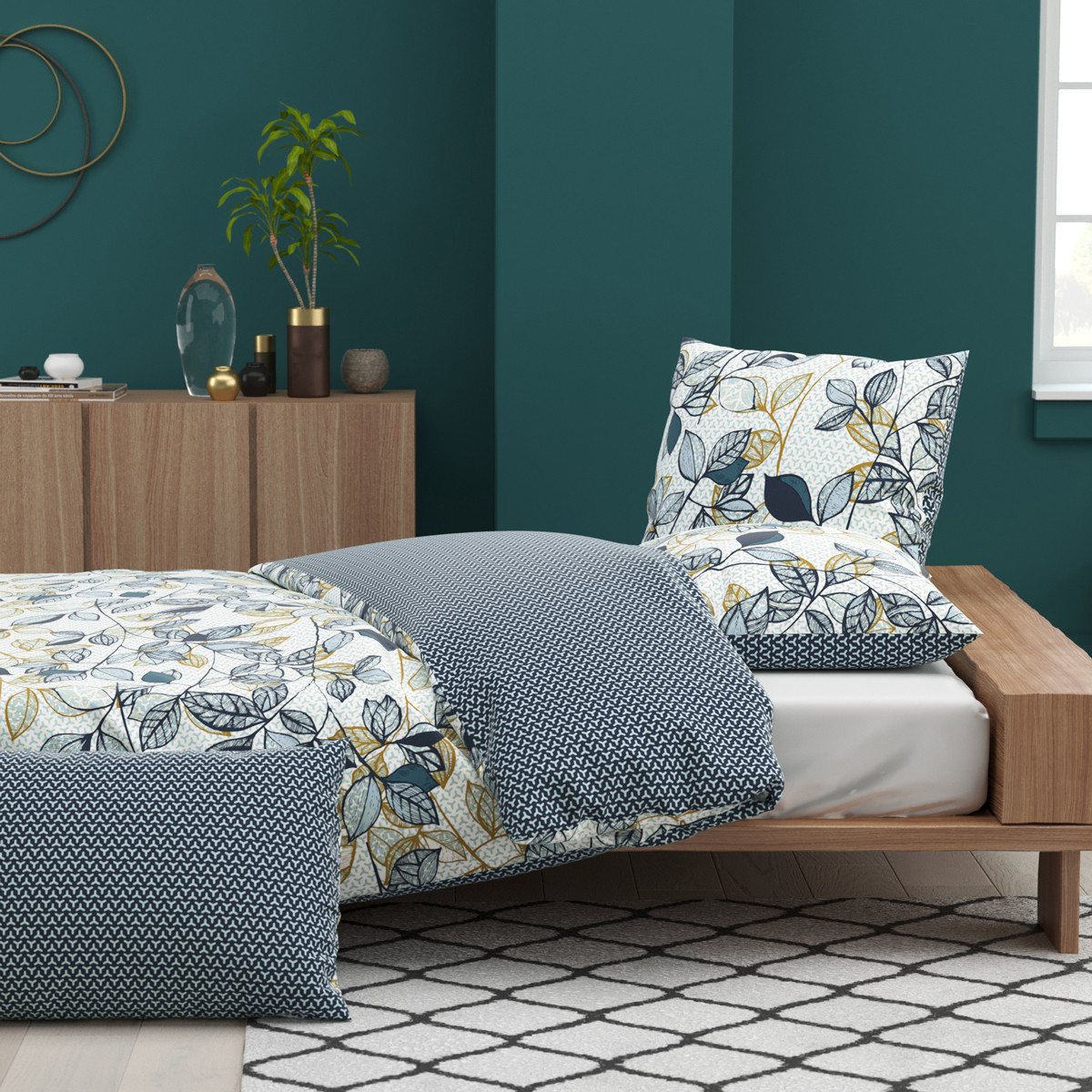 Housse de couette coton 200x200 cm bleu clair