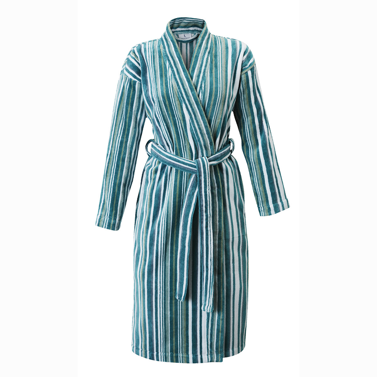 Peignoir coton s bleu clair rayé (photo) Peignoir coton s bleu clair rayé