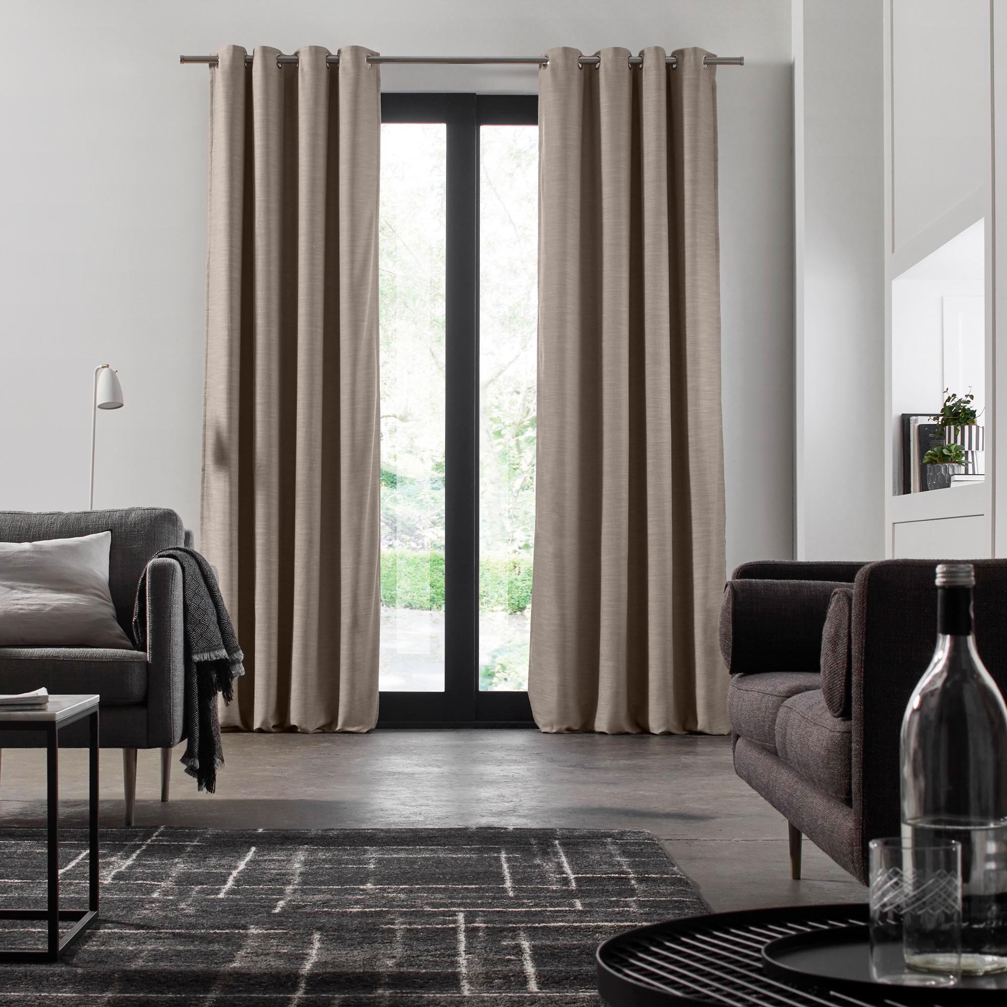 Rideau oeillets doublé occultant BELLAVISTA 200x280 cm Taupe