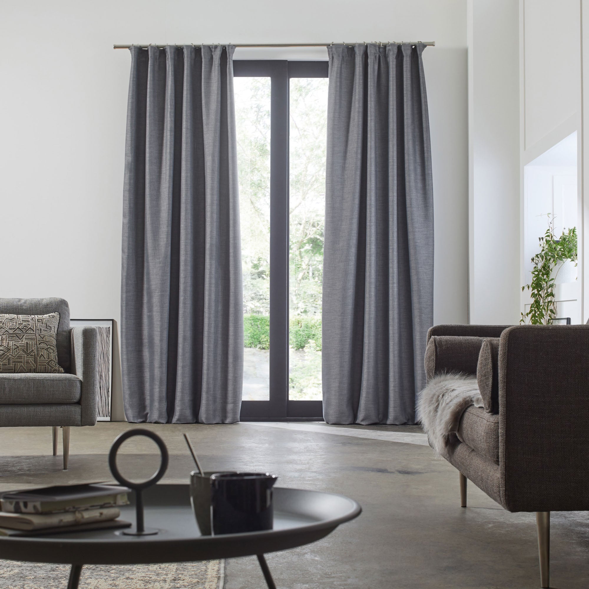 Occultant à galon fronceur 350x280 cm Gris foncé