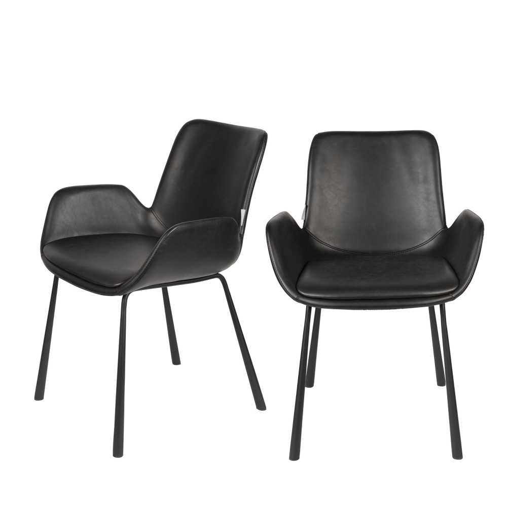 2 fauteuils de table en simili noir