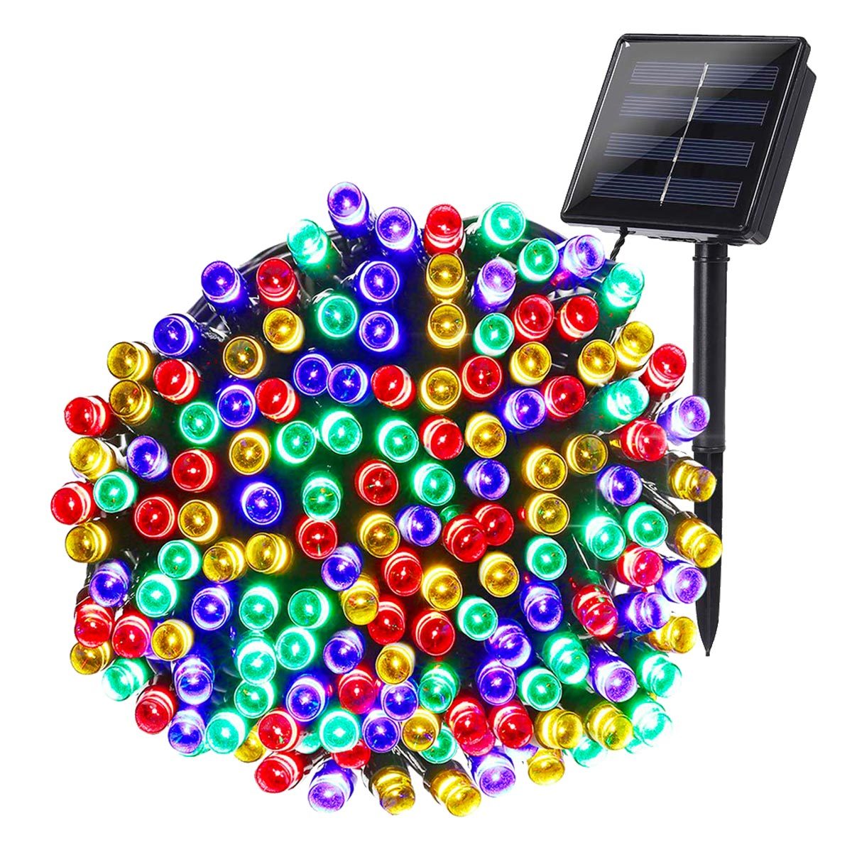 Guirlande solaire 100 leds plastique noir 8.90m