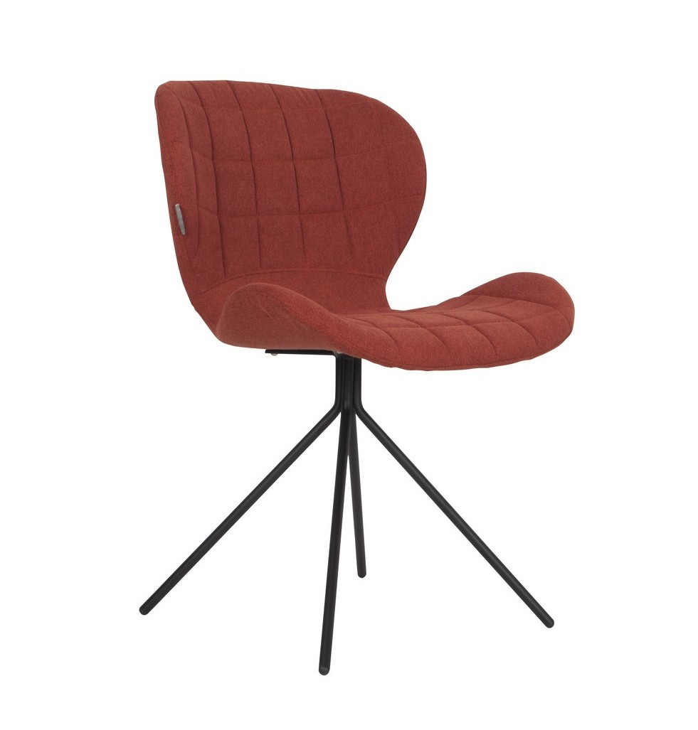Chaise design en tissu orange