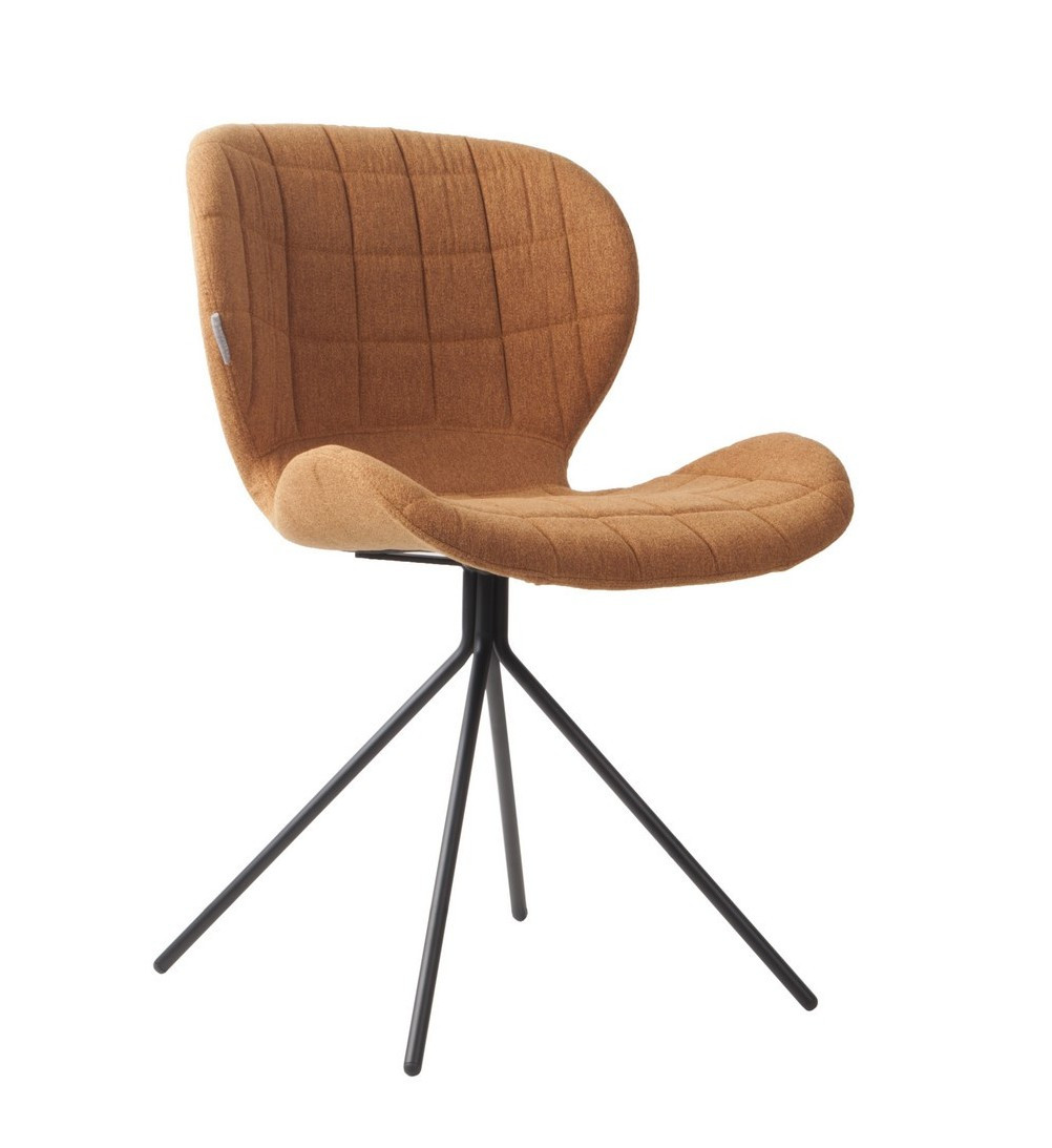 Chaise design en tissu camel Chaise design en tissu camel