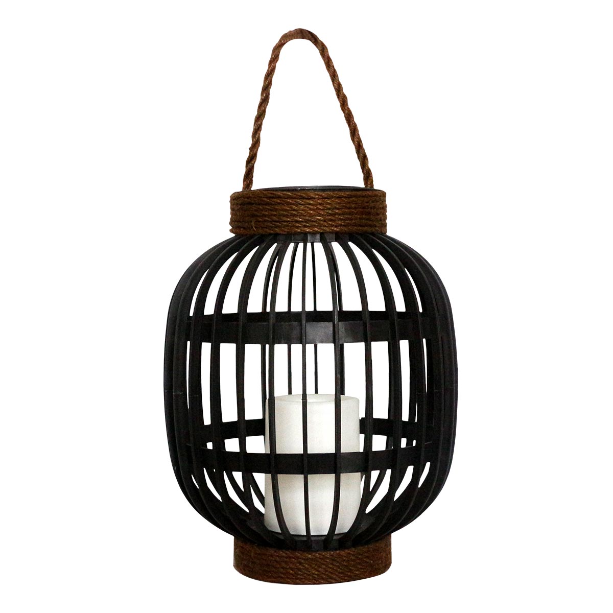 FIDJY-Lanterne solaire acier noir H30cm (photo) FIDJY-Lanterne solaire acier noir H30cm
