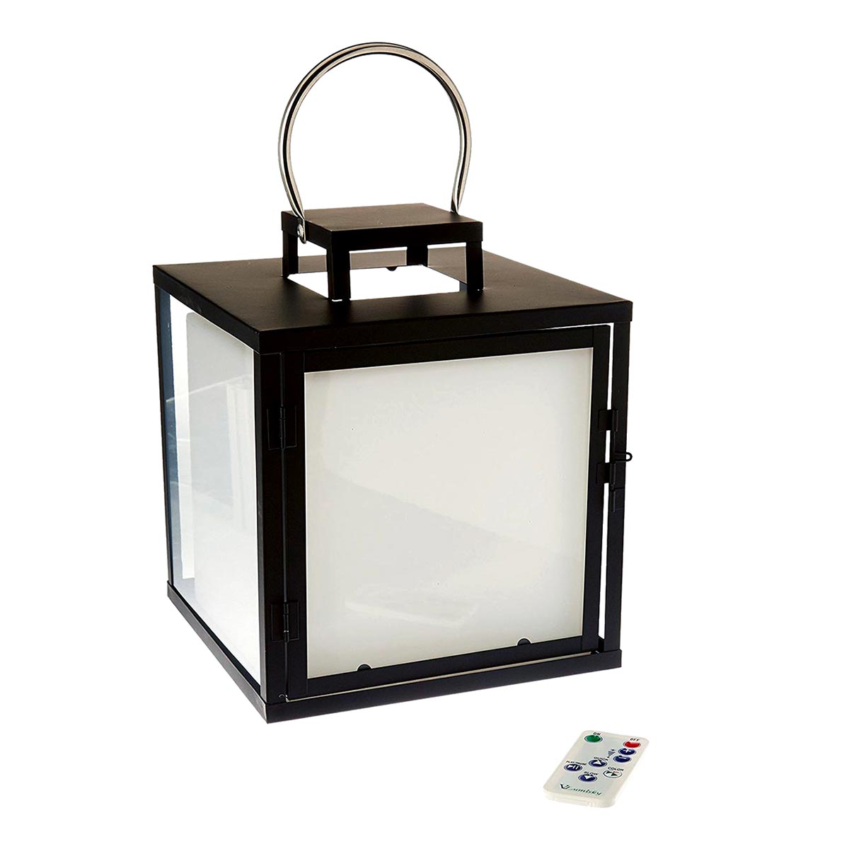 Grande lanterne sans fil acier noir H32cm Grande lanterne sans fil acier noir H32cm