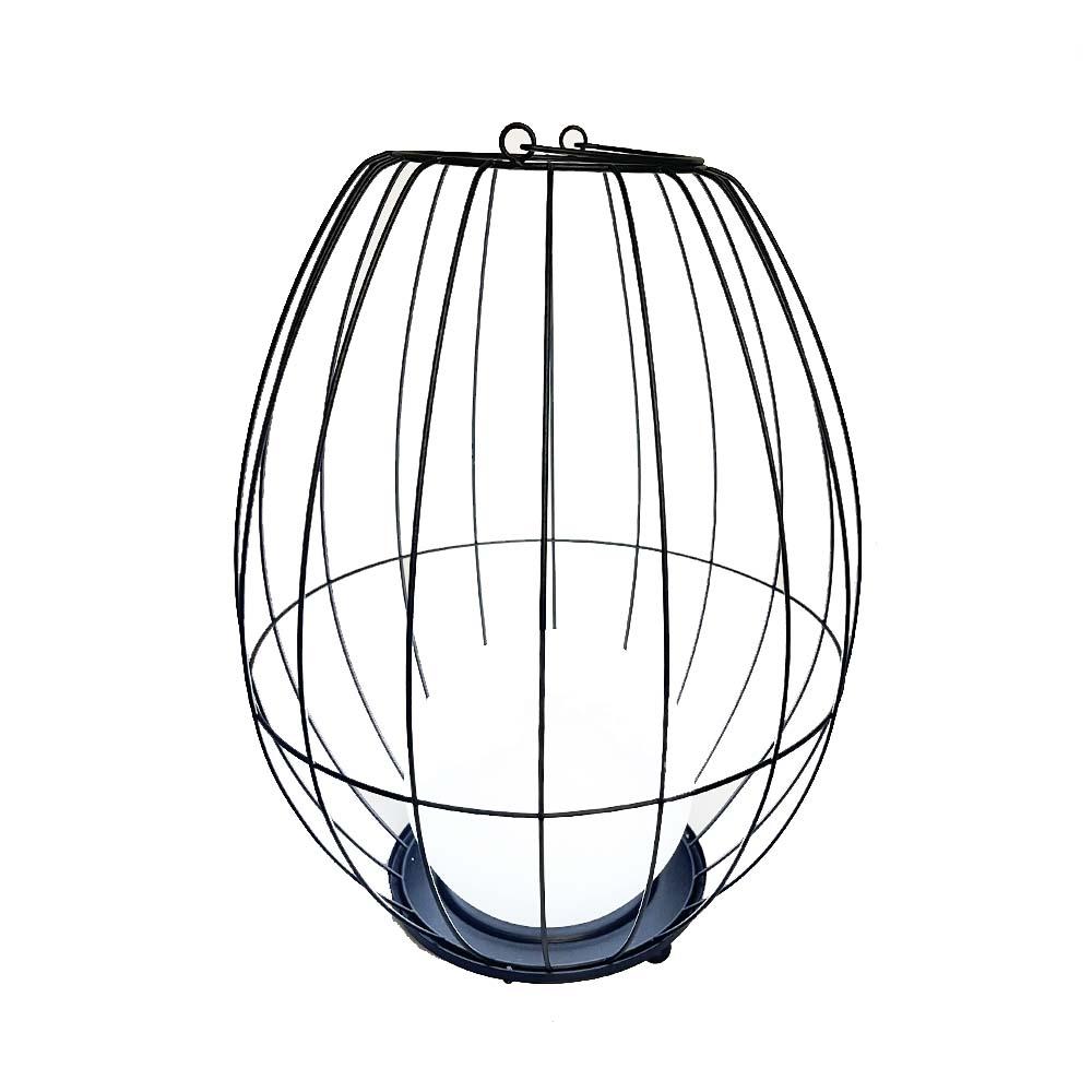 Lanterne cage métal sans fil acier blanc H38cm Lanterne cage métal sans fil acier blanc H38cm