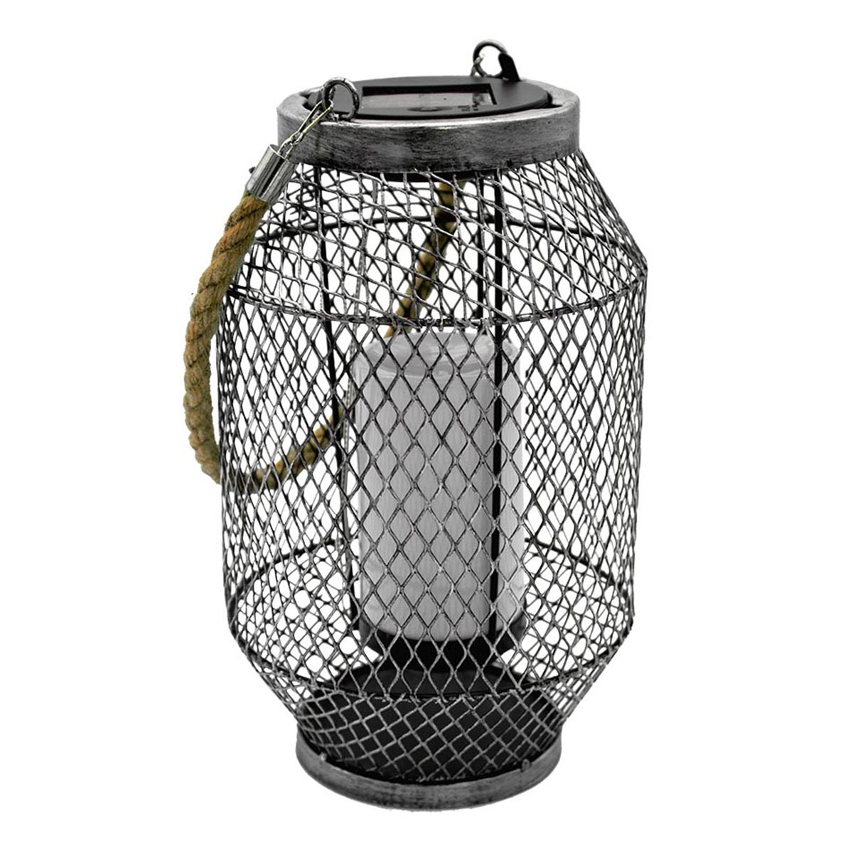 Lanterne solaire rétro acier gris H27cm Lanterne solaire rétro acier gris H27cm