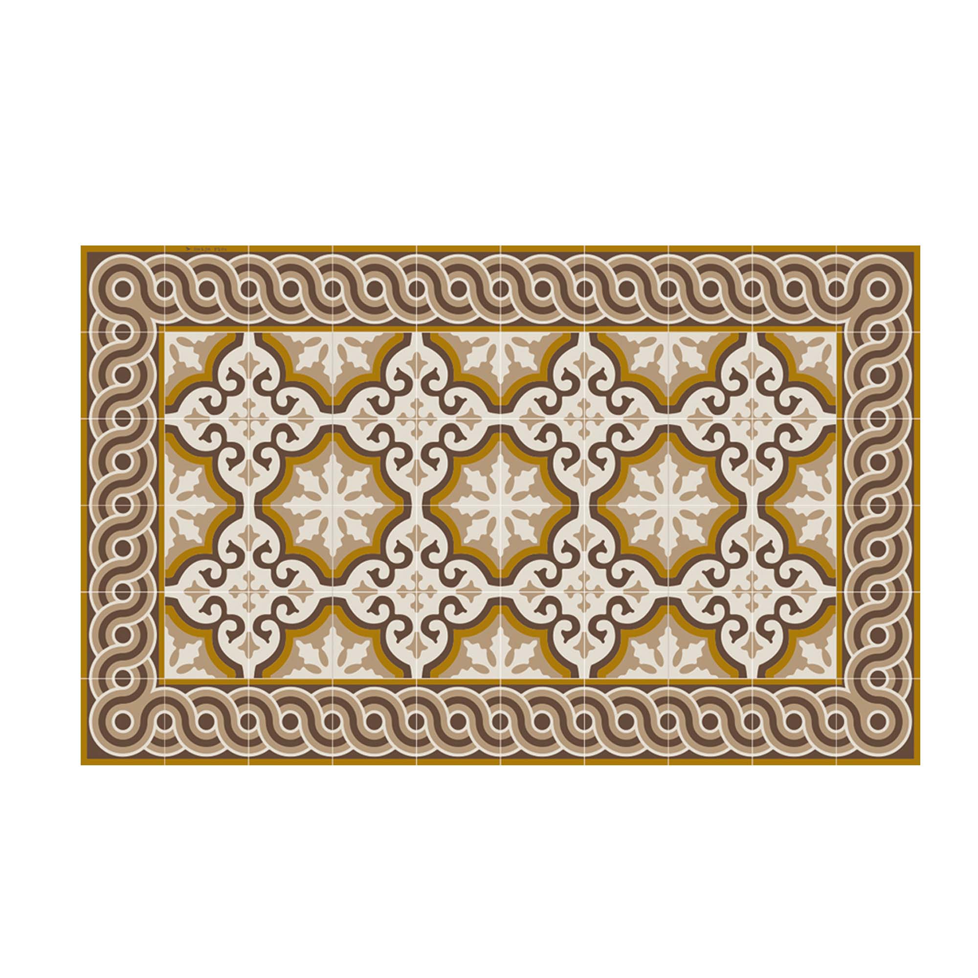 Tapis en vinyle motifs carreaux de ciment marron beige 70x120 Tapis en vinyle motifs carreaux de ciment marron beige 70x120