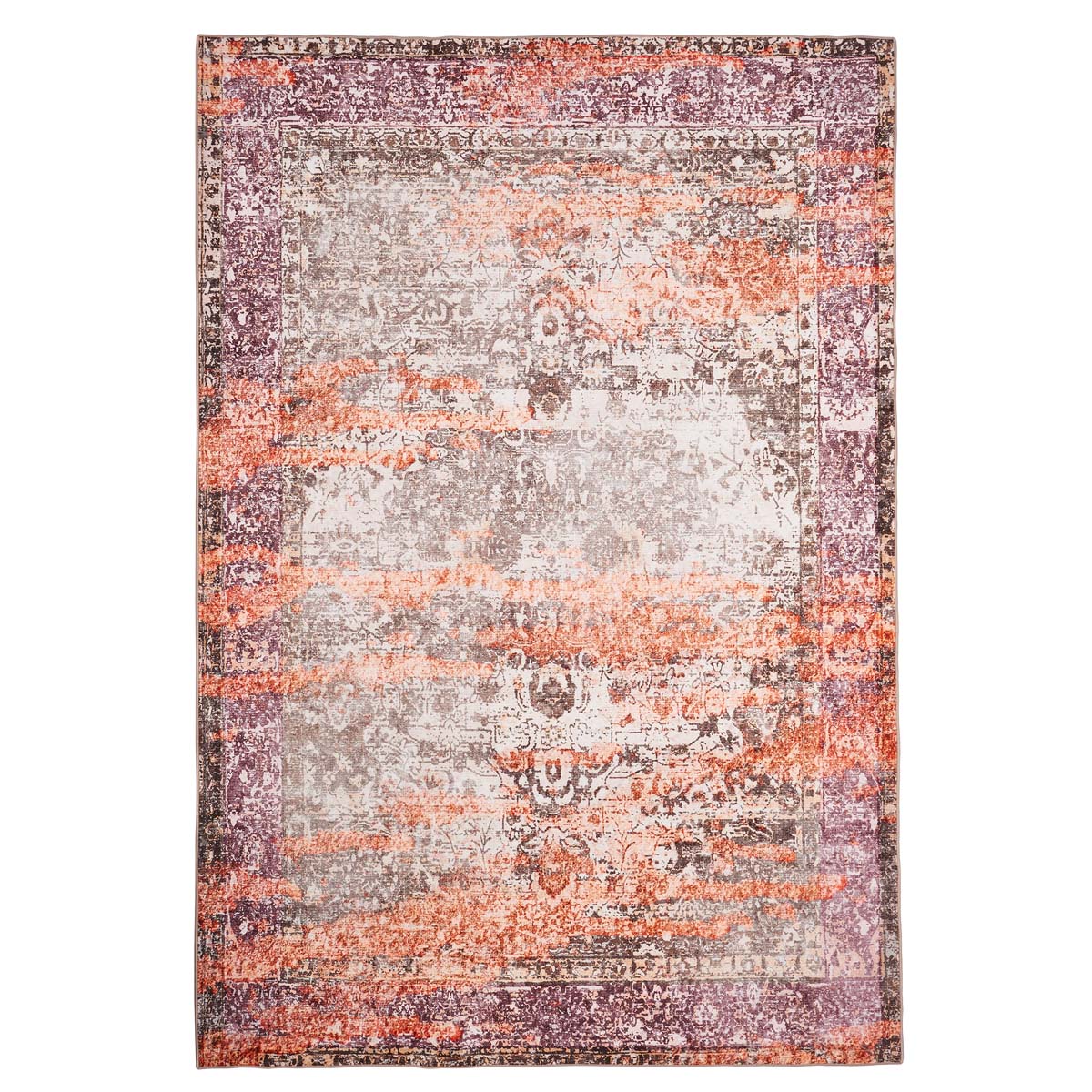 Tapis rayé vintage en polyester beige 80x150 Tapis rayé vintage en polyester beige 80x150