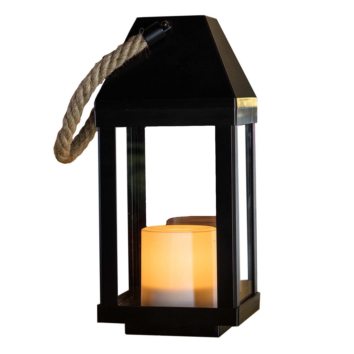 Lanterne solaire avec poignée acier noir H43cm Lanterne solaire avec poignée acier noir H43cm