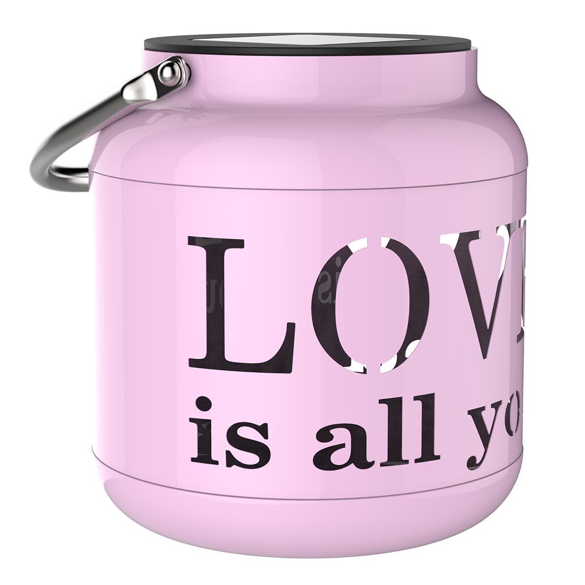 Lanterne solaire projette LOVE LED acier rose H20cm Lanterne solaire projette LOVE LED acier rose H20cm
