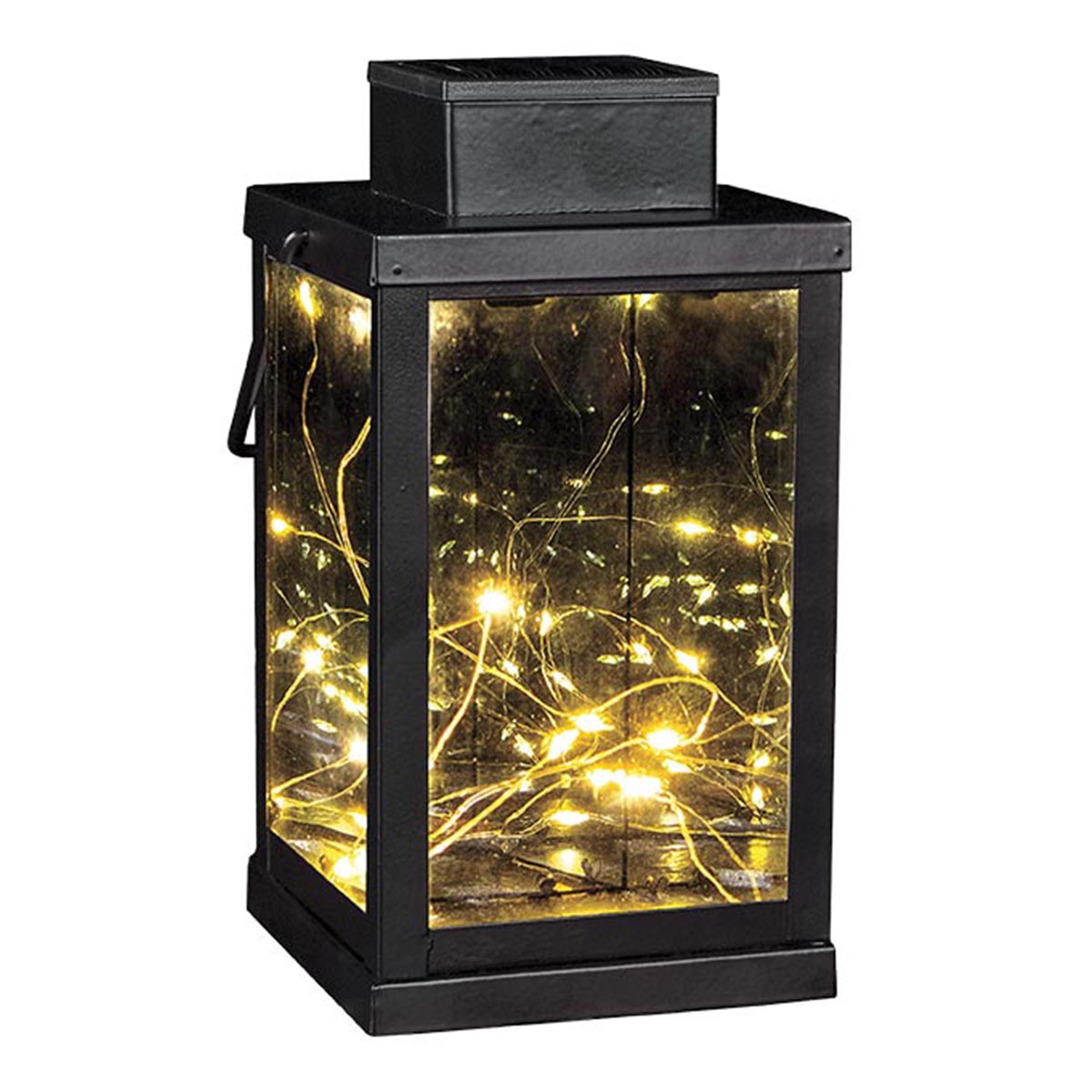 Lanterne magique 3D solaire acier noir H24cm Lanterne magique 3D solaire acier noir H24cm
