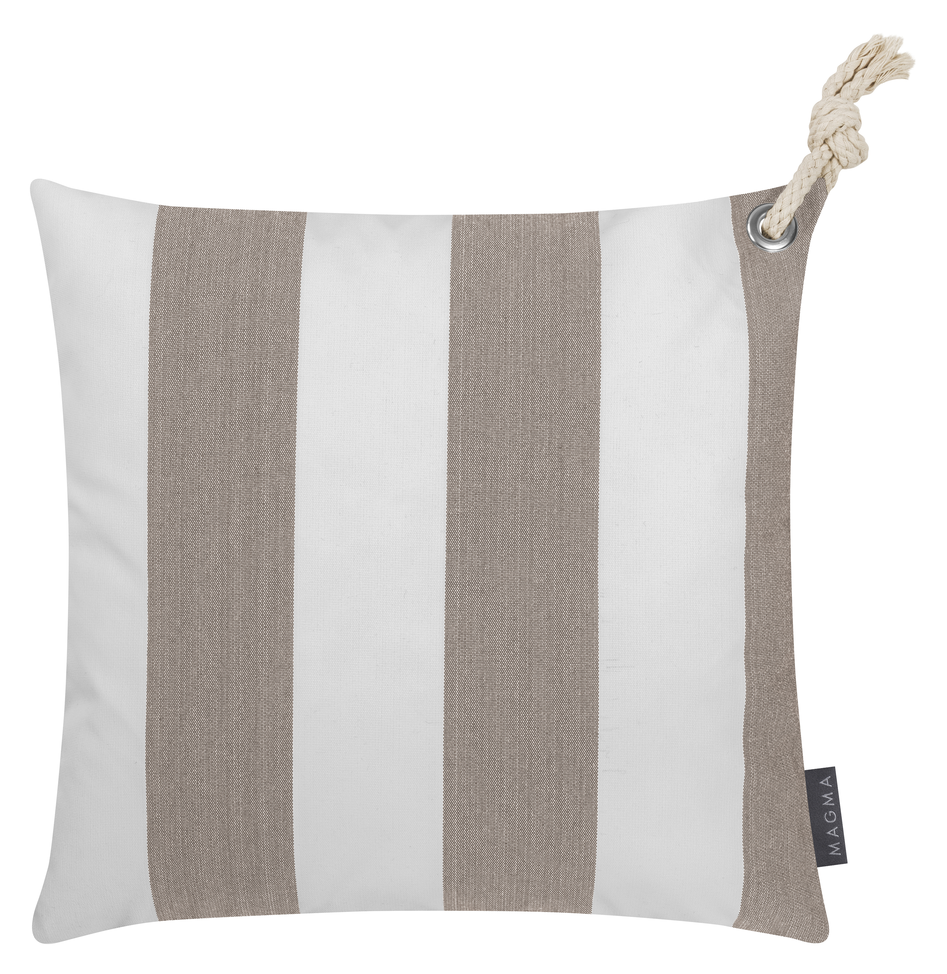 Housses de coussin rayées taupe/blanc avec corde- Lot de 2-40x40