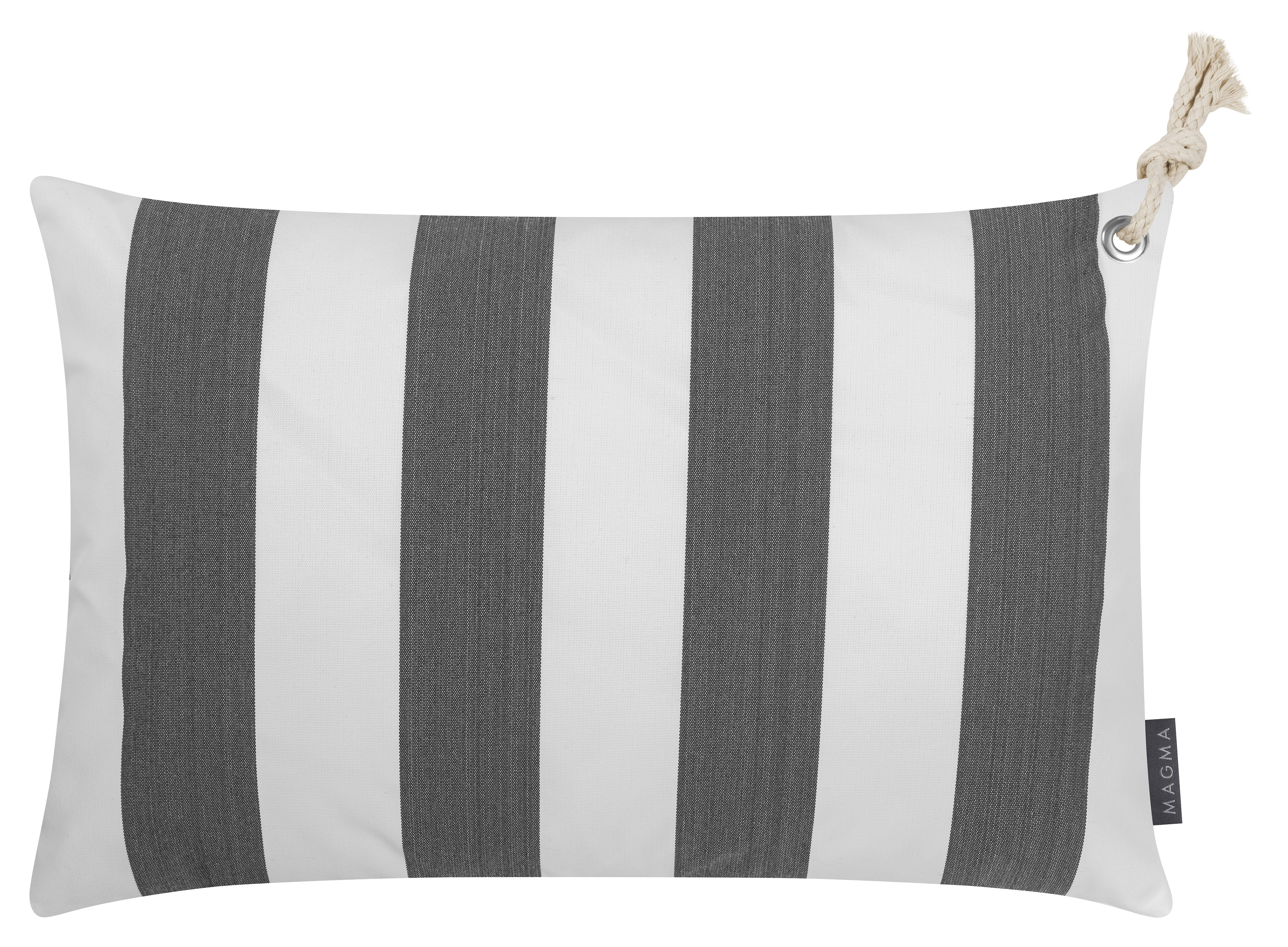 Housses de coussin rayées anthracite/blanc avec corde- Lot de 2- 60x40