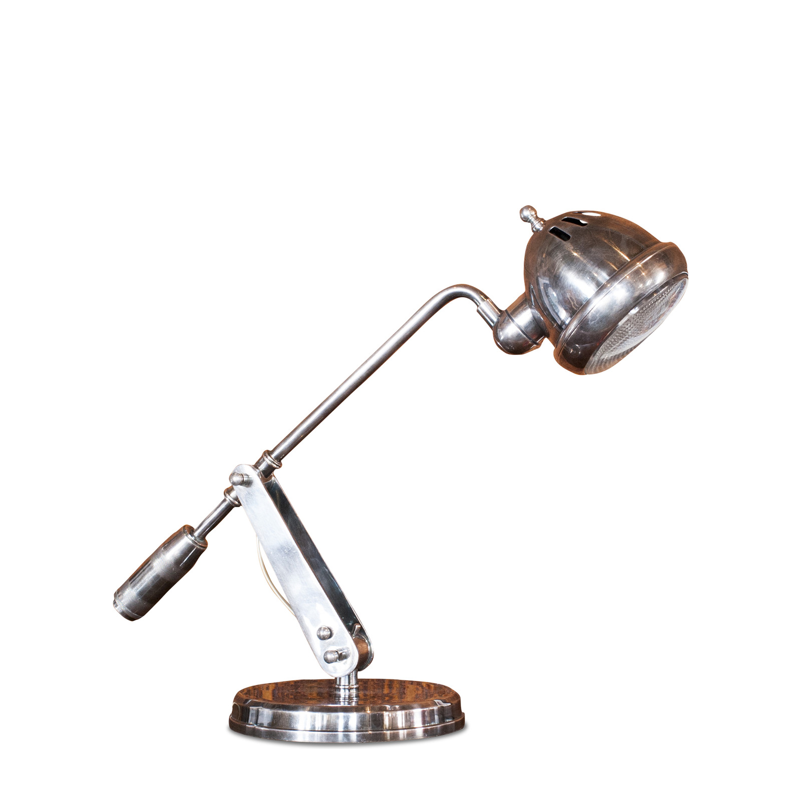 Lampe de table en métal argenté