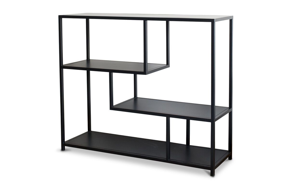 Console en métal bois et marbre noir Console en métal bois et marbre noir