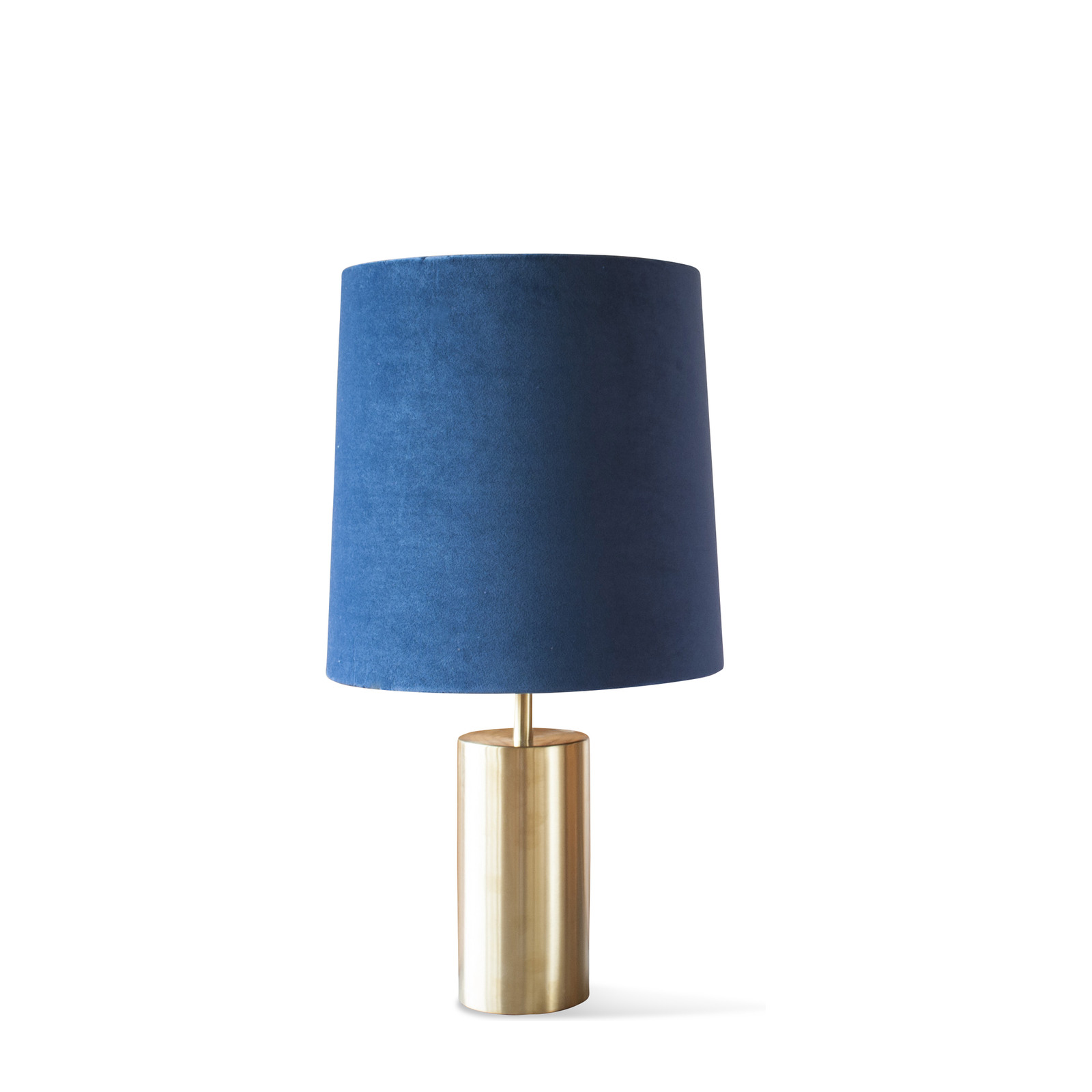Lampe en métal doré et velours bleu