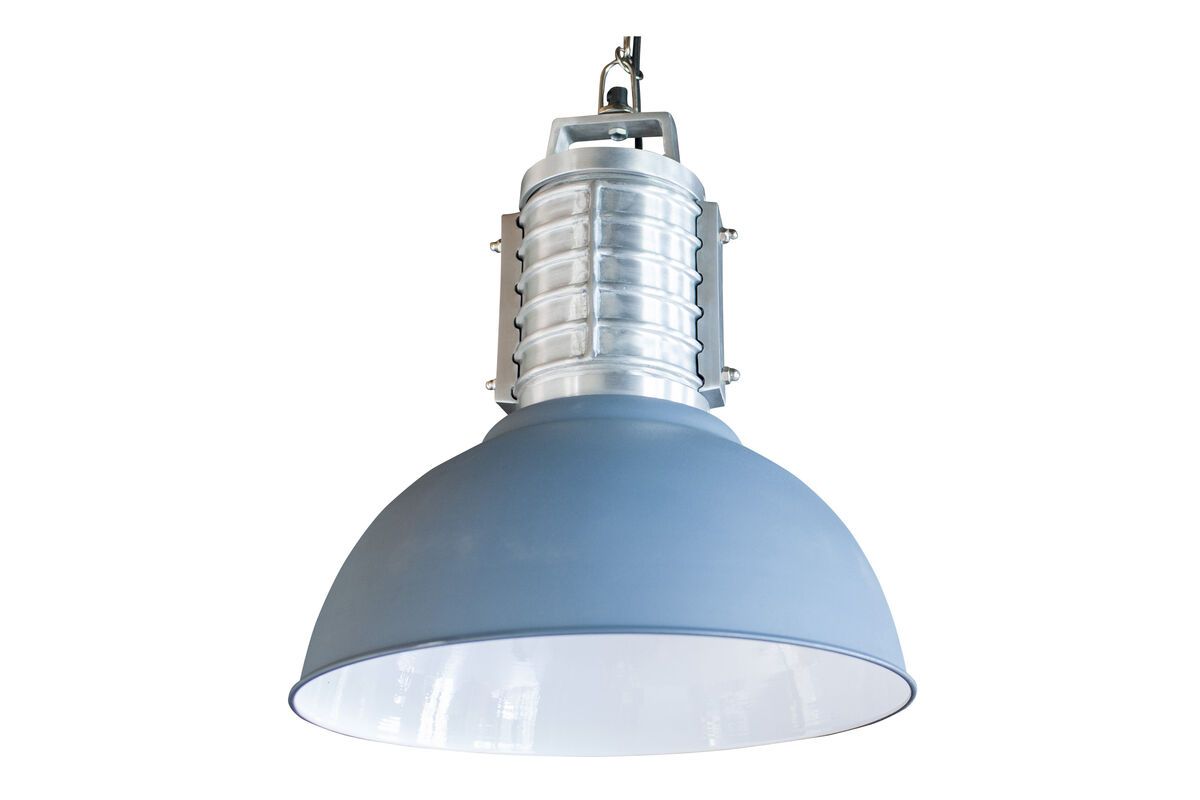 Grande suspension industrielle en mÃ©tal bleu