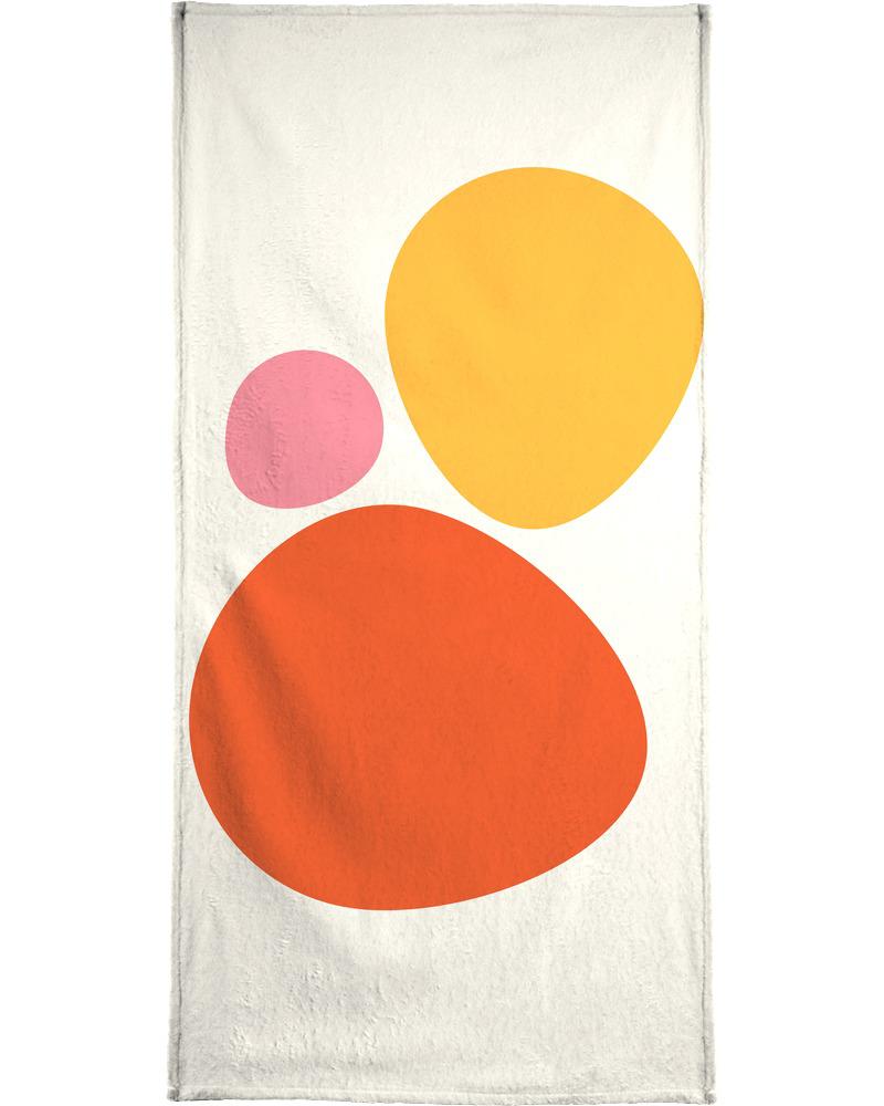Serviette de bain en éponge-velours en Jaune & Rose/70x140 Serviette de bain en éponge-velours en Jaune & Rose/70x140