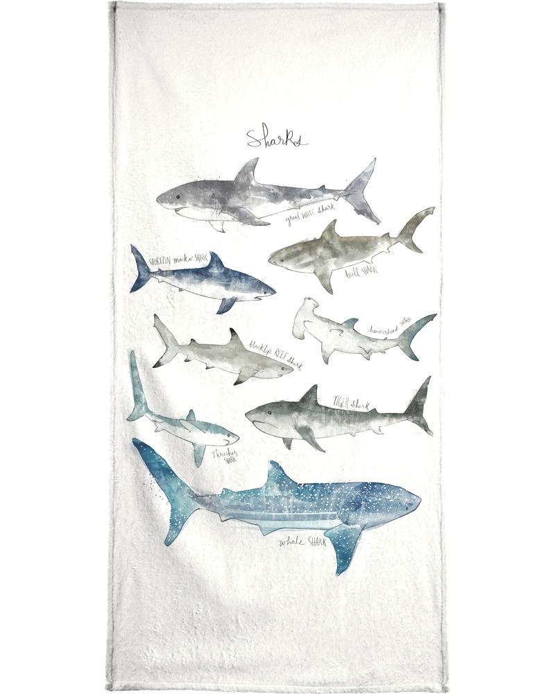 serviette de bain en éponge-velours en blanc ivoire & bleu 70x140