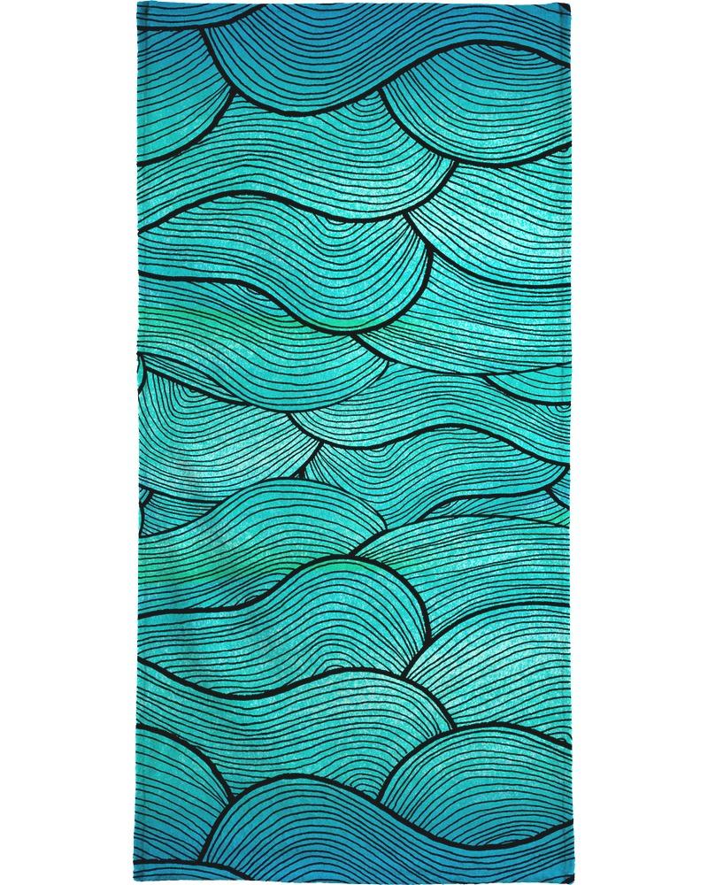Serviette de bain en éponge-velours en Bleu & Turquoise/40x80 Serviette de bain en éponge-velours en Bleu & Turquoise/40x80