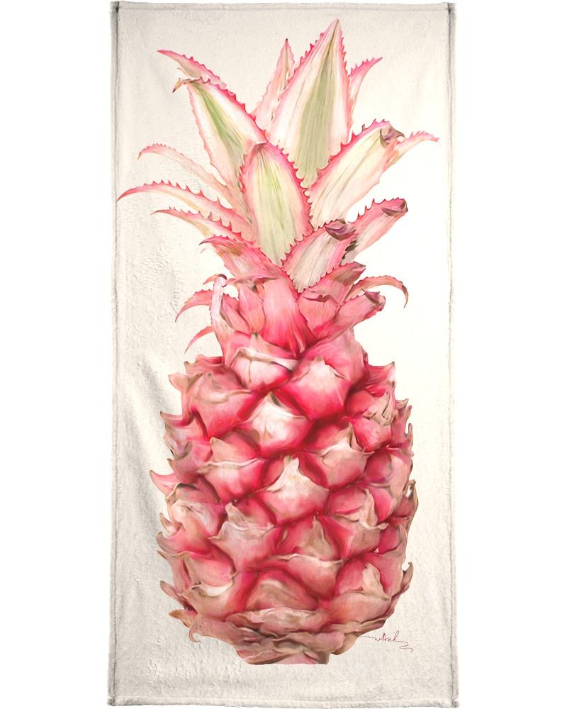 serviette de bain en éponge-velours en blanc ivoire & rose 70x140