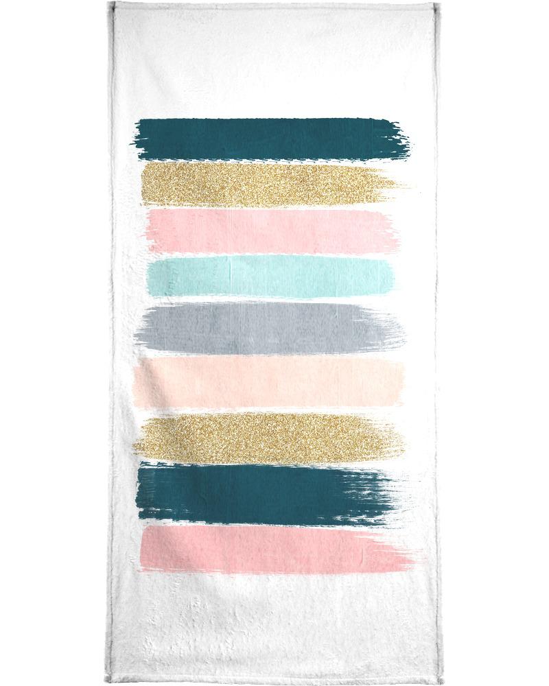 Serviette de bain en éponge-velours en Jaune & Rose/70x140 Serviette de bain en éponge-velours en Jaune & Rose/70x140