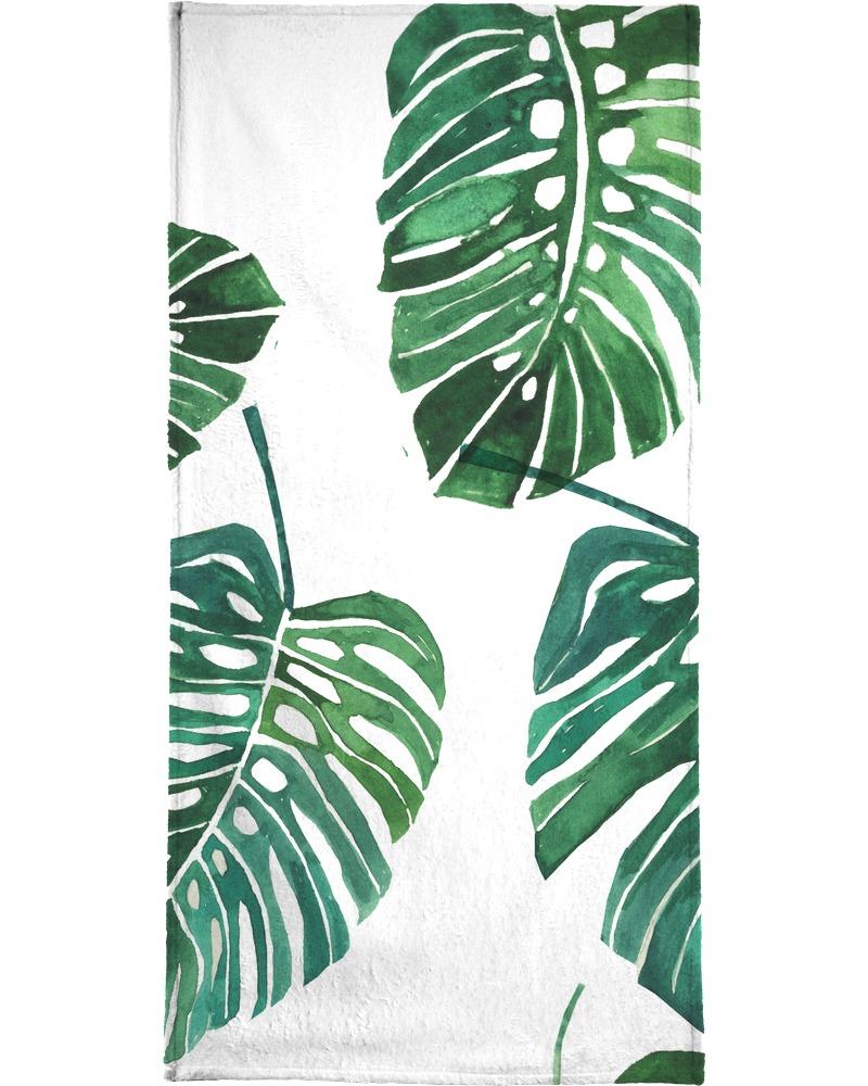 Serviette de bain en éponge-velours en Blanc & Vert/70x140 Serviette de bain en éponge-velours en Blanc & Vert/70x140