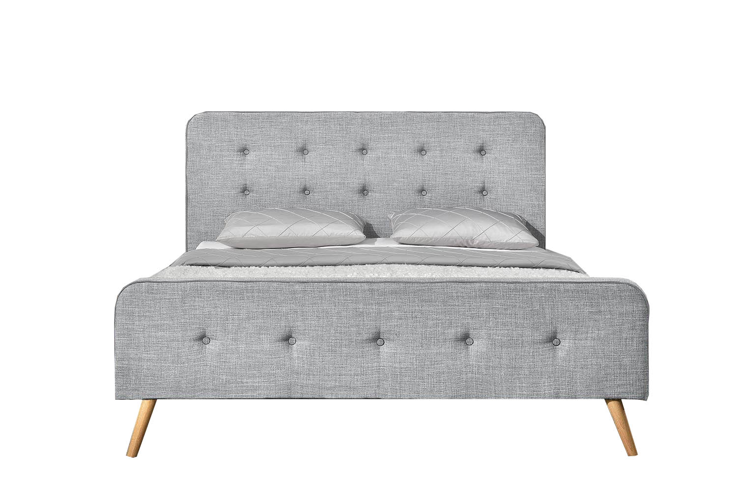 Cadre de lit 140 x 190 cm en tissu gris clair Cadre de lit 140 x 190 cm en tissu gris clair