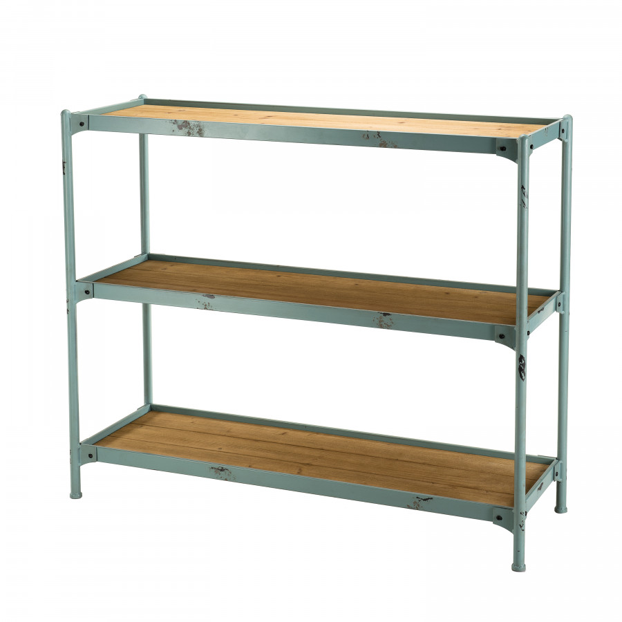 Etagère 3 niveaux métal plateaux bois sapin (photo) Etagère 3 niveaux métal plateaux bois sapin