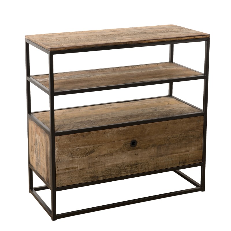 Etagère 1 tiroir bois teck recyclé acacia mahogany métal Etagère 1 tiroir bois teck recyclé acacia mahogany métal